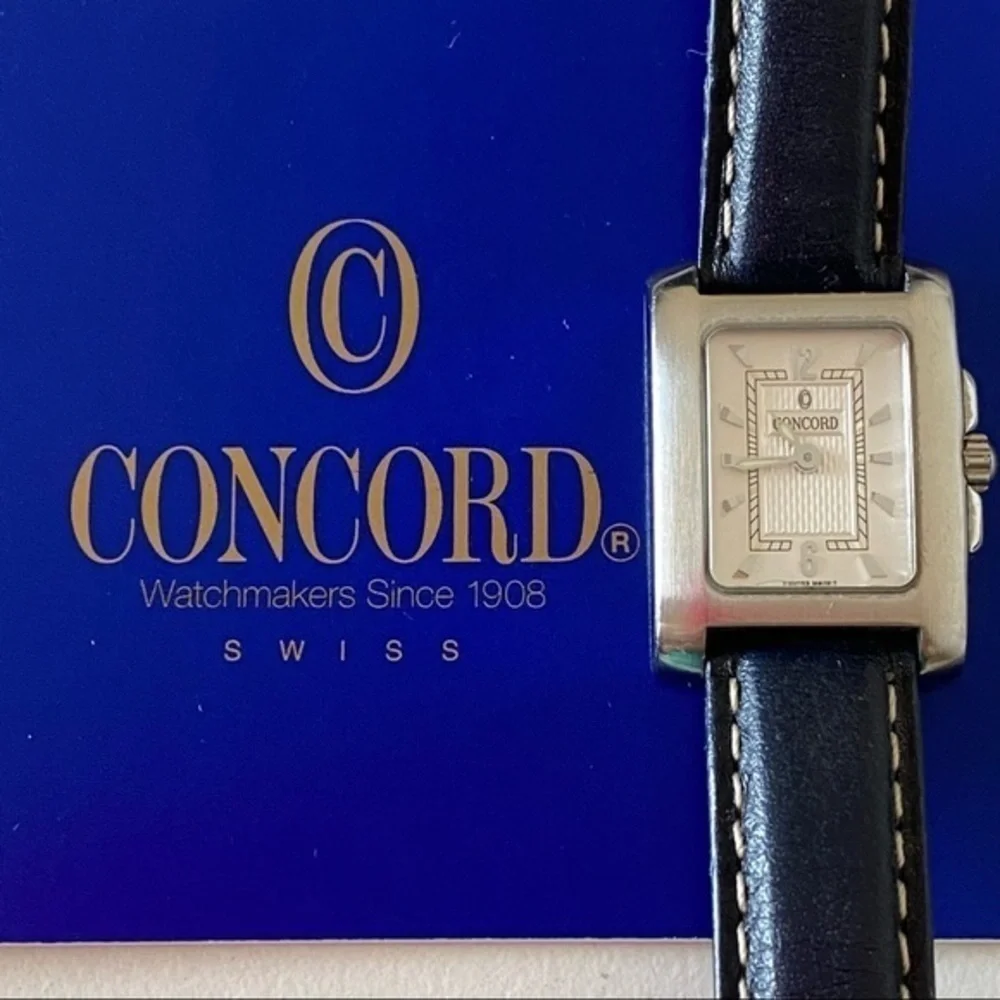 Concord Sportiva Silver Stainless Steel Swiss Made Quartz Watch Leather …